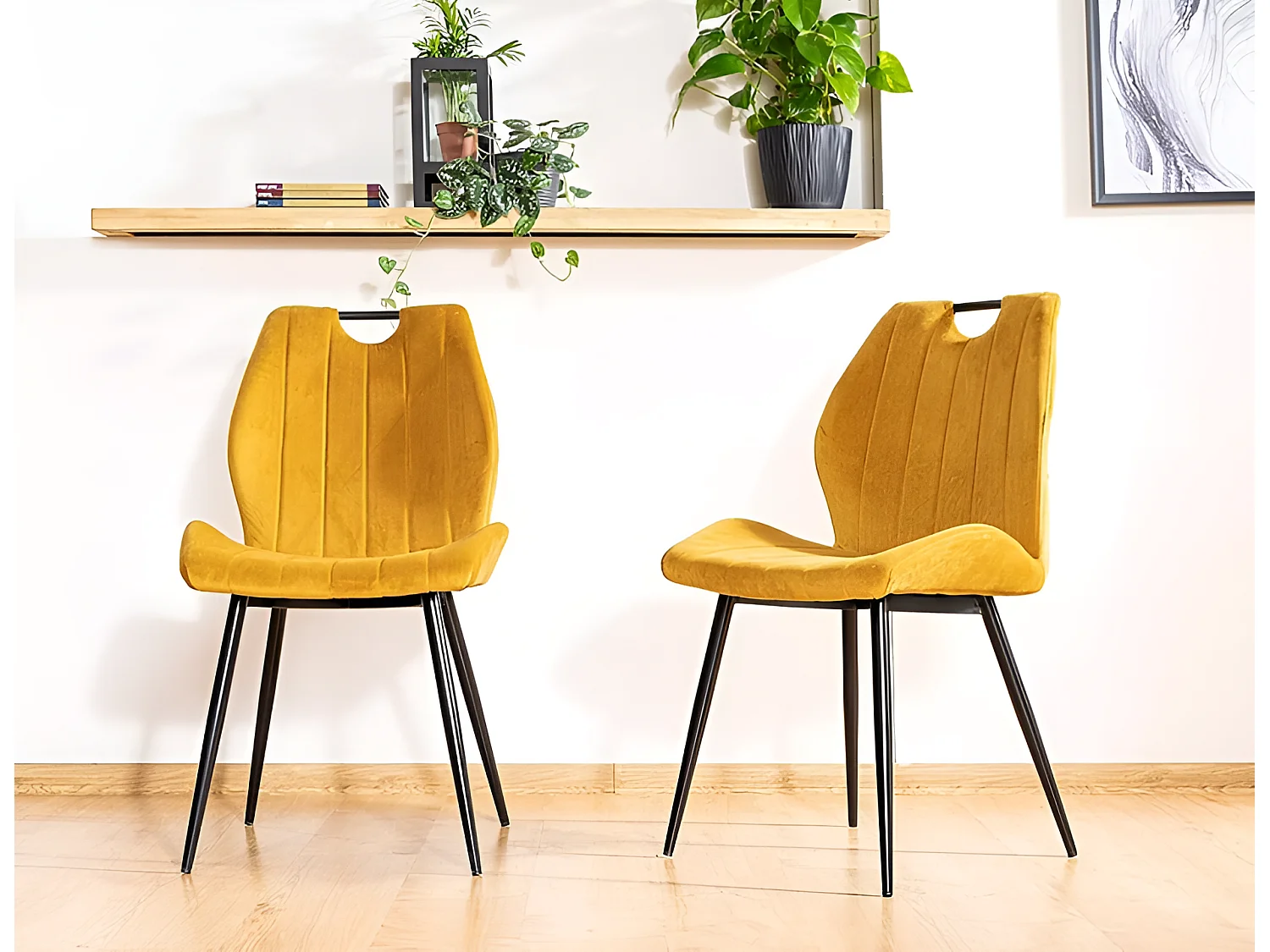 Stuhl Arco Velvet/Metall&Stoffbezug/Schwarz&Gelb