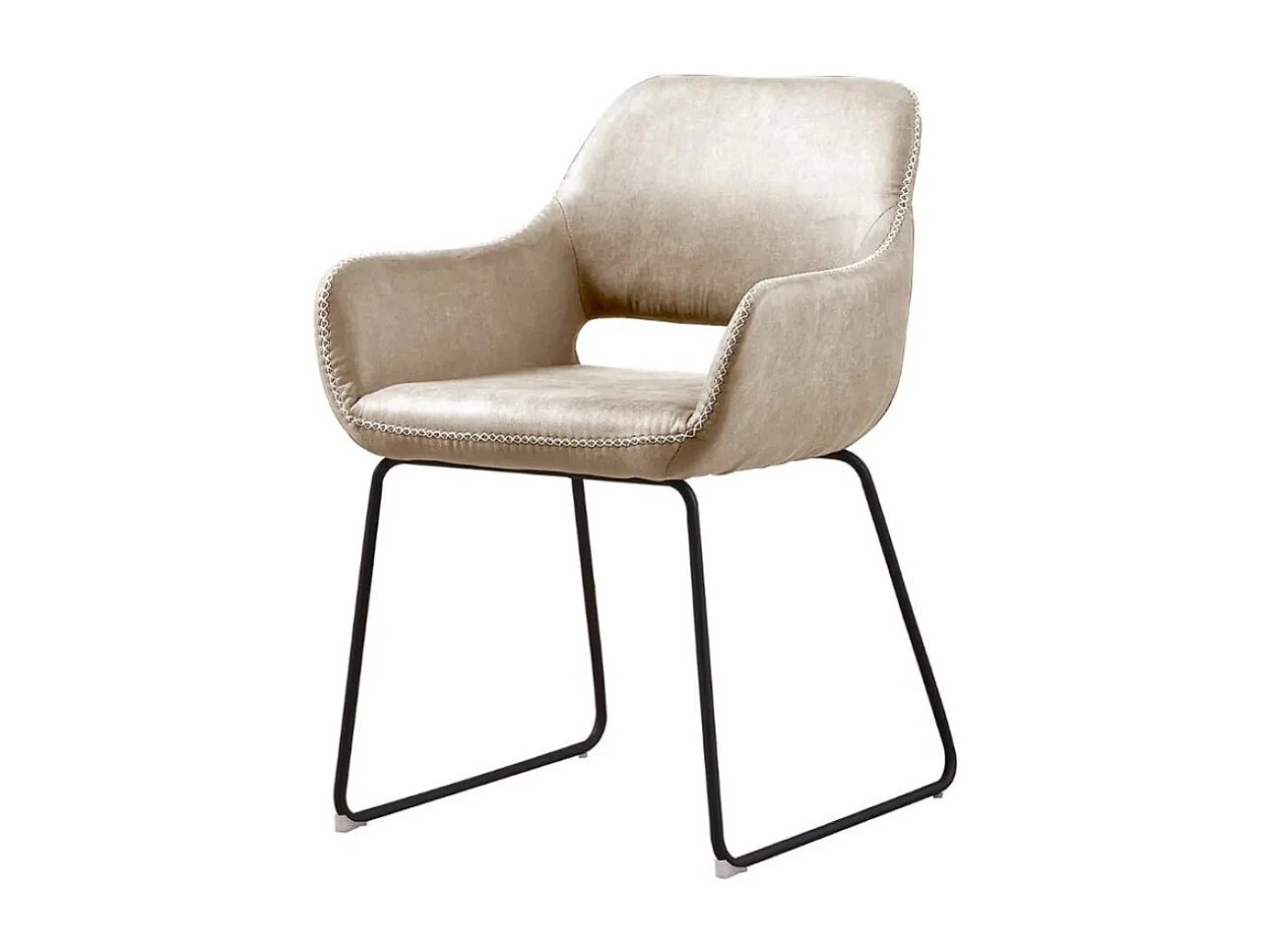 Sedia angolare/Rivestimento in tessuto metallico/Nero e Beige