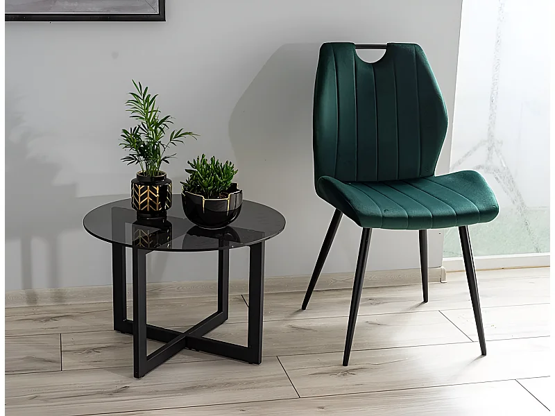 Stuhl Arco Velvet/Metall&Stoffbezug/Schwarz&Grün