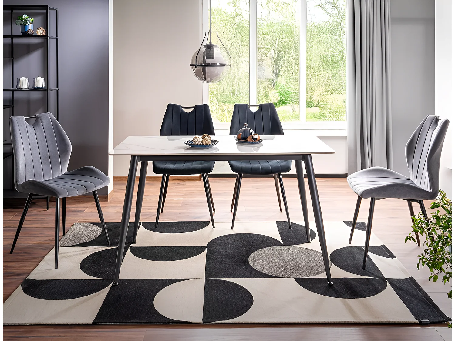 Stuhl Arco Velvet/Metall&Stoffbezug/Schwarz&Grün