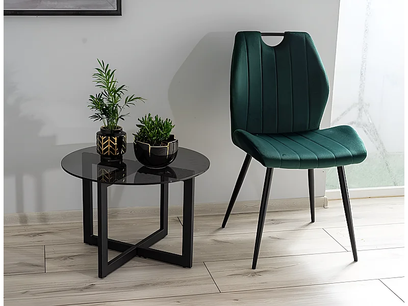 Stuhl Arco Velvet/Metall&Stoffbezug/Schwarz&Grün