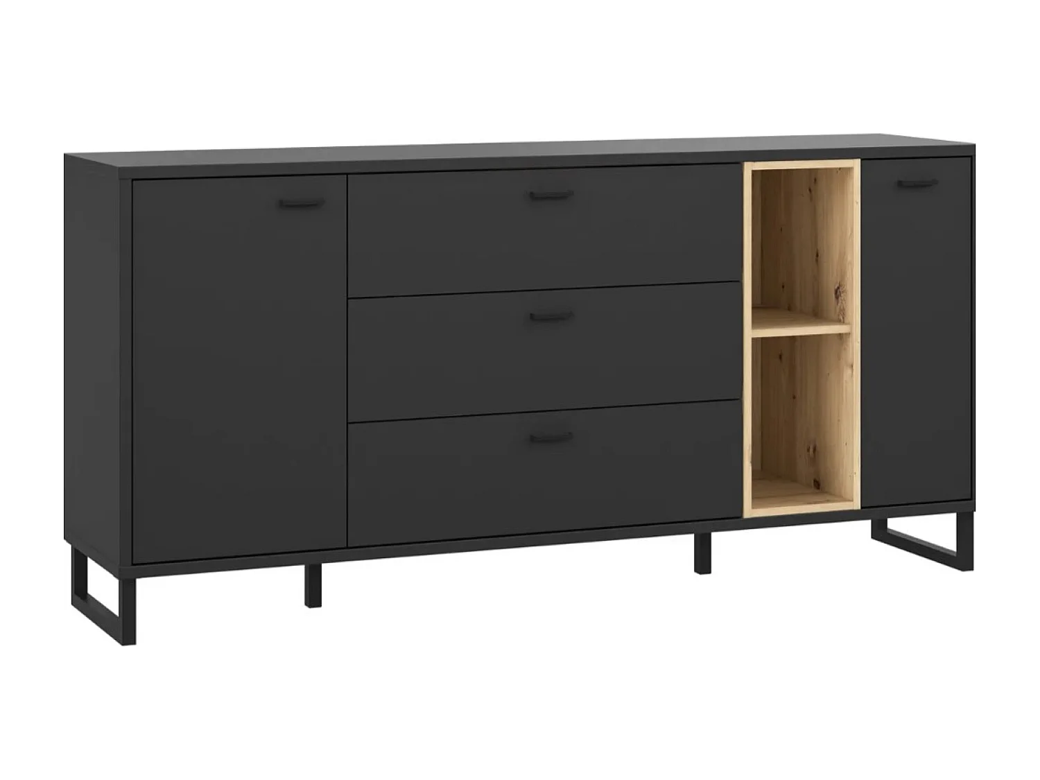 Sideboard Dezima/Schubladen/Schwarz&Braun