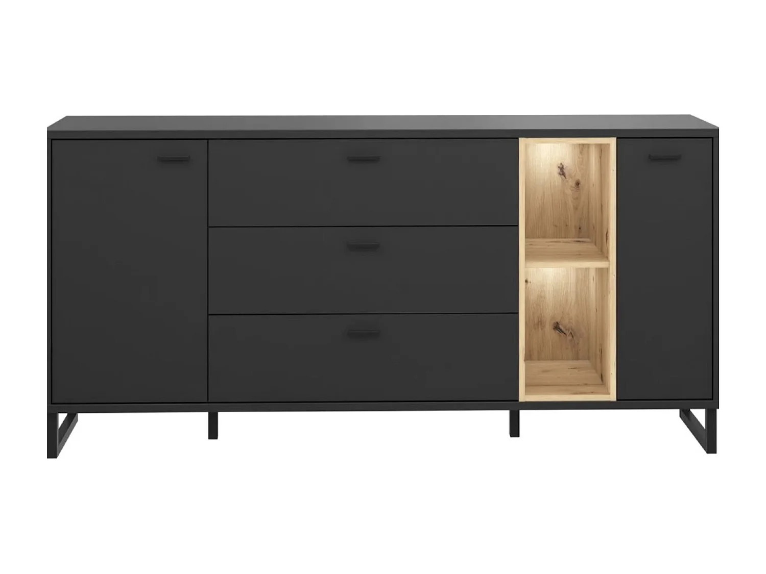 Sideboard Dezima/Schubladen/Schwarz&Braun