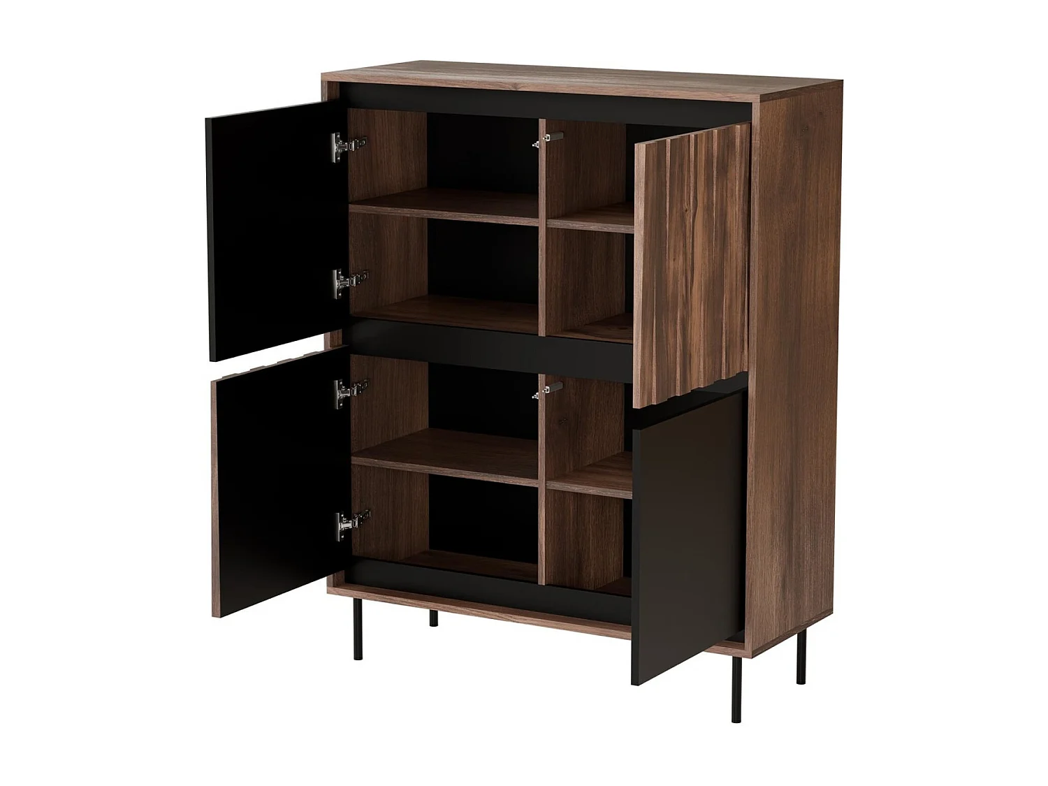 Highboard Swing/Drehtüren/Braun&Schwarz