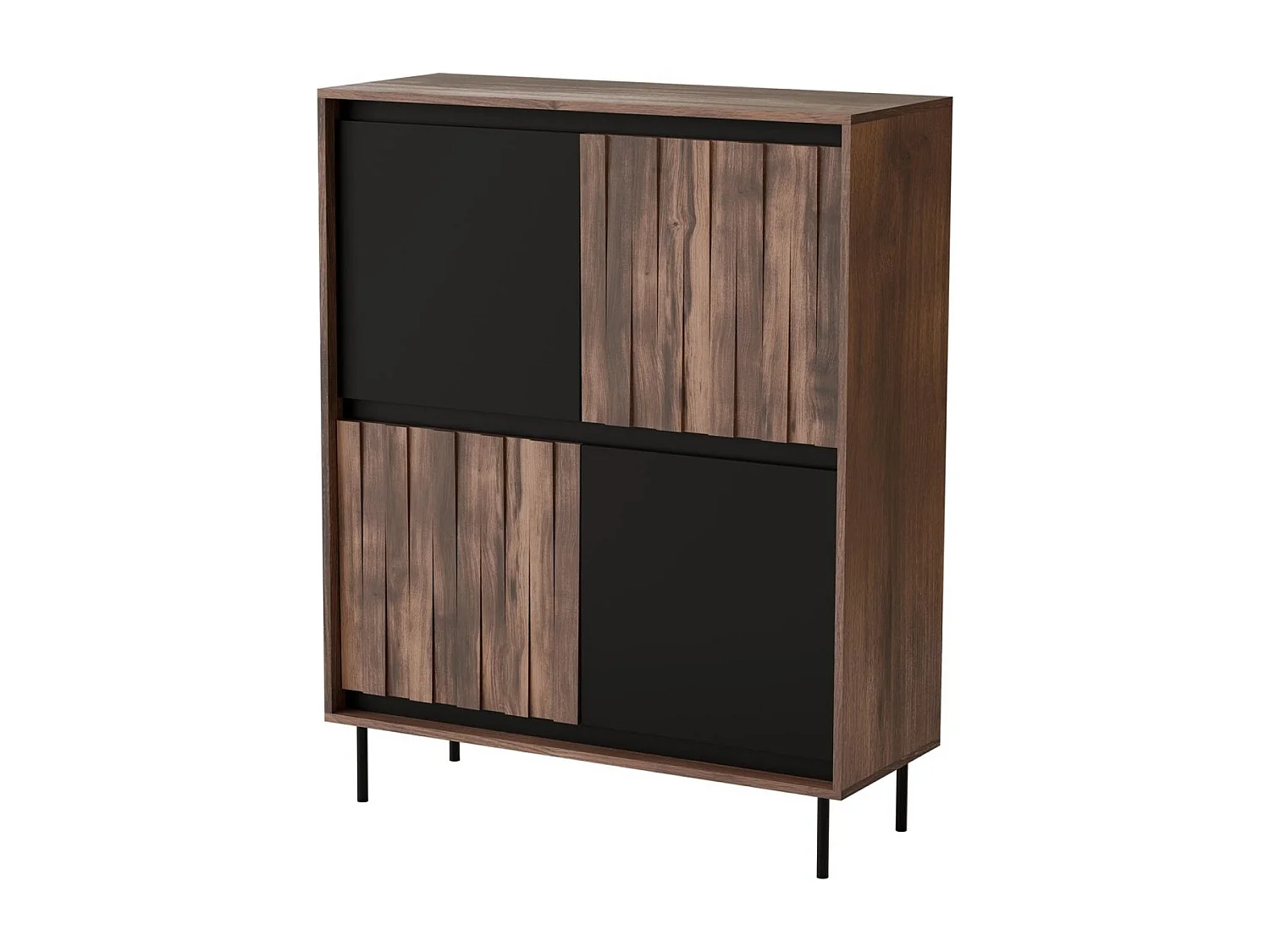 Highboard Swing/Drehtüren/Braun&Schwarz
