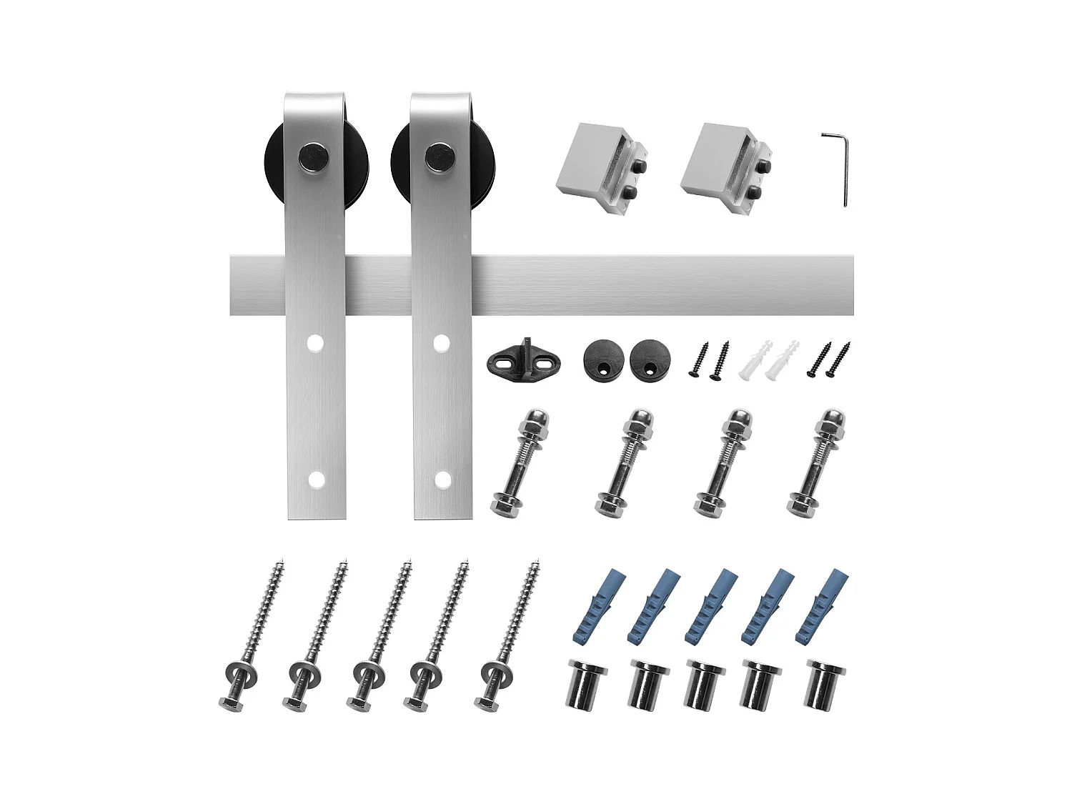 Porte Coulissante SucceBuy Kit de Quincaillerie pour Porte de Grange Coulissante Simple de 1,5 m, Finition Argentée