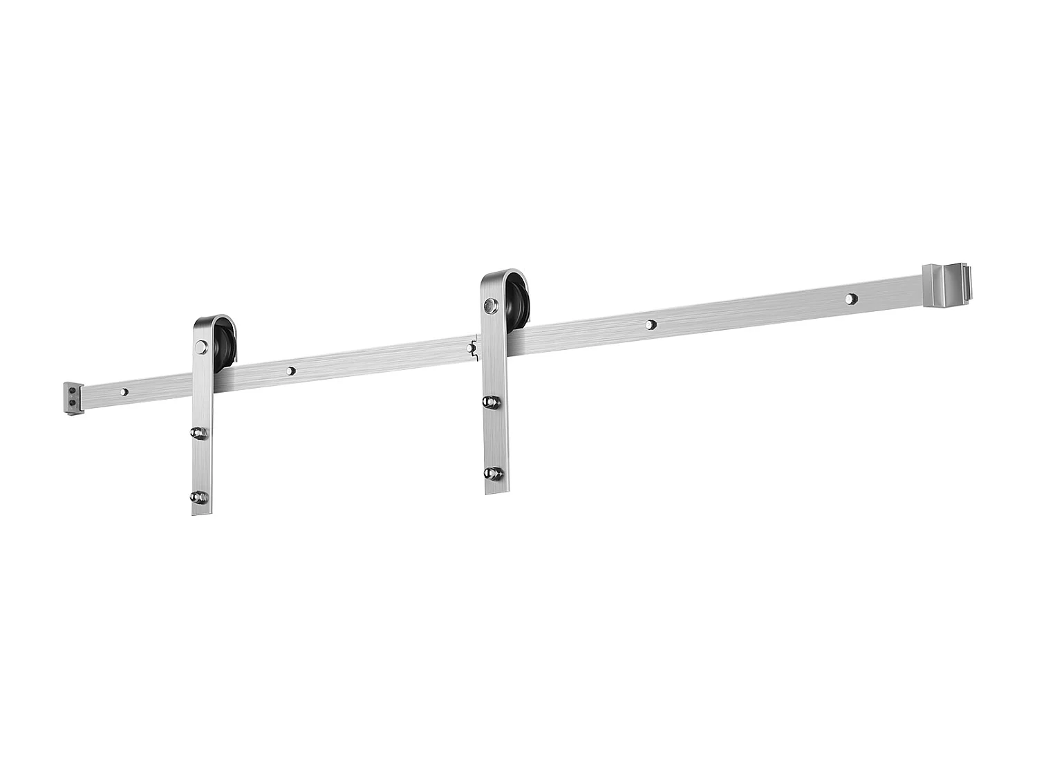 Porte Coulissante SucceBuy Kit de Quincaillerie pour Porte de Grange Coulissante Simple de 1,5 m, Finition Argentée