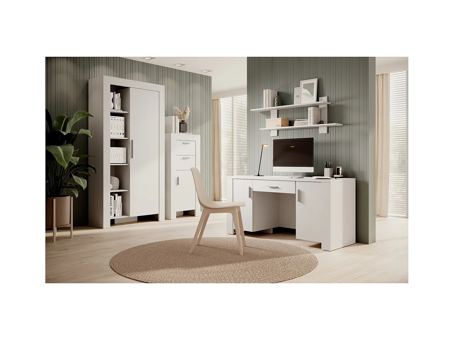 Highboard Kasiro/Drehtüren&Schubladen/Weiss