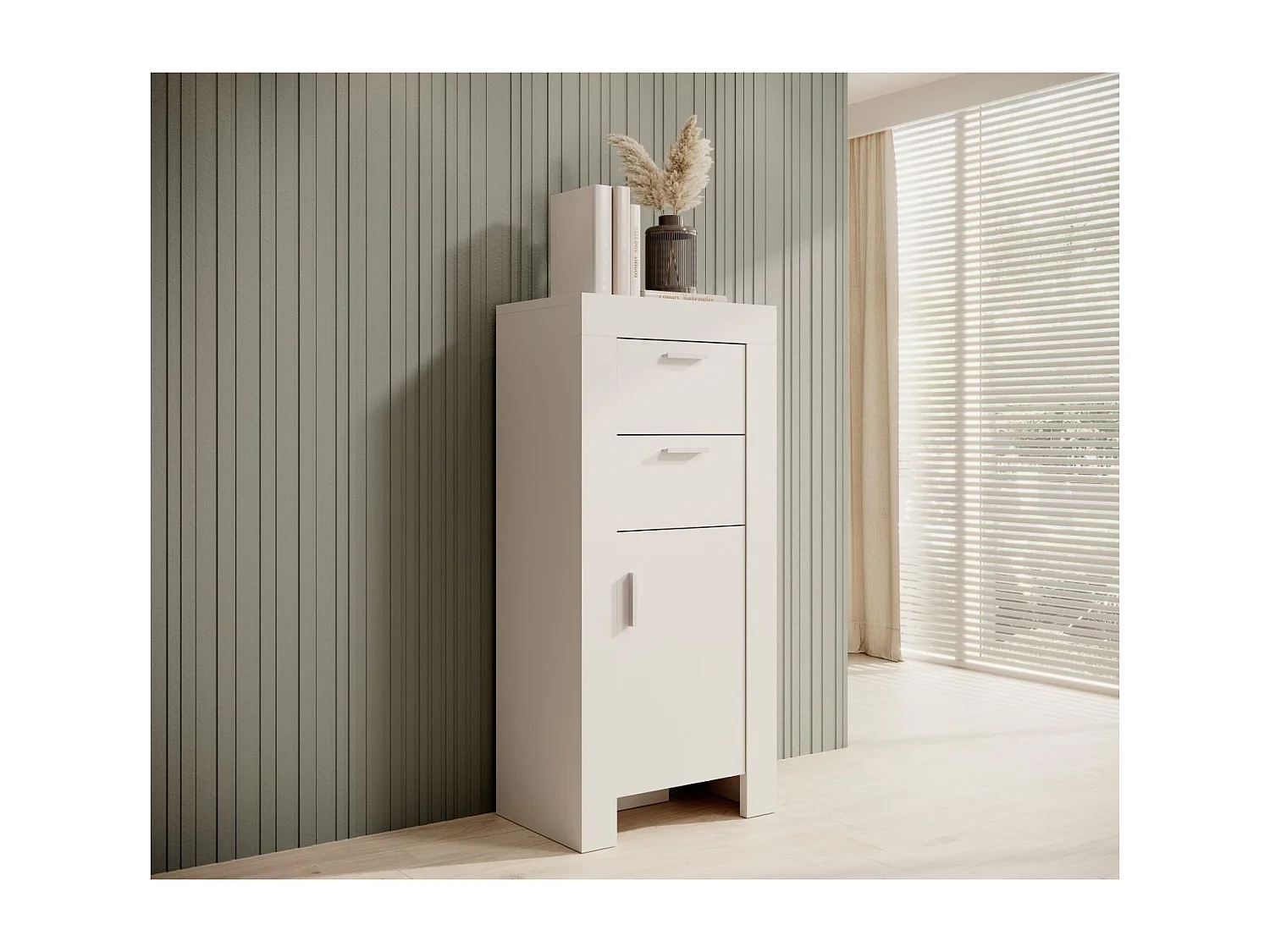 Highboard Kasiro/Portes battantes et tiroirs/blanc