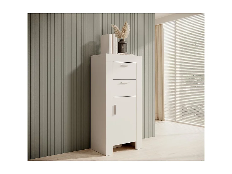 Highboard Kasiro/Ante a battente e cassetti/bianco