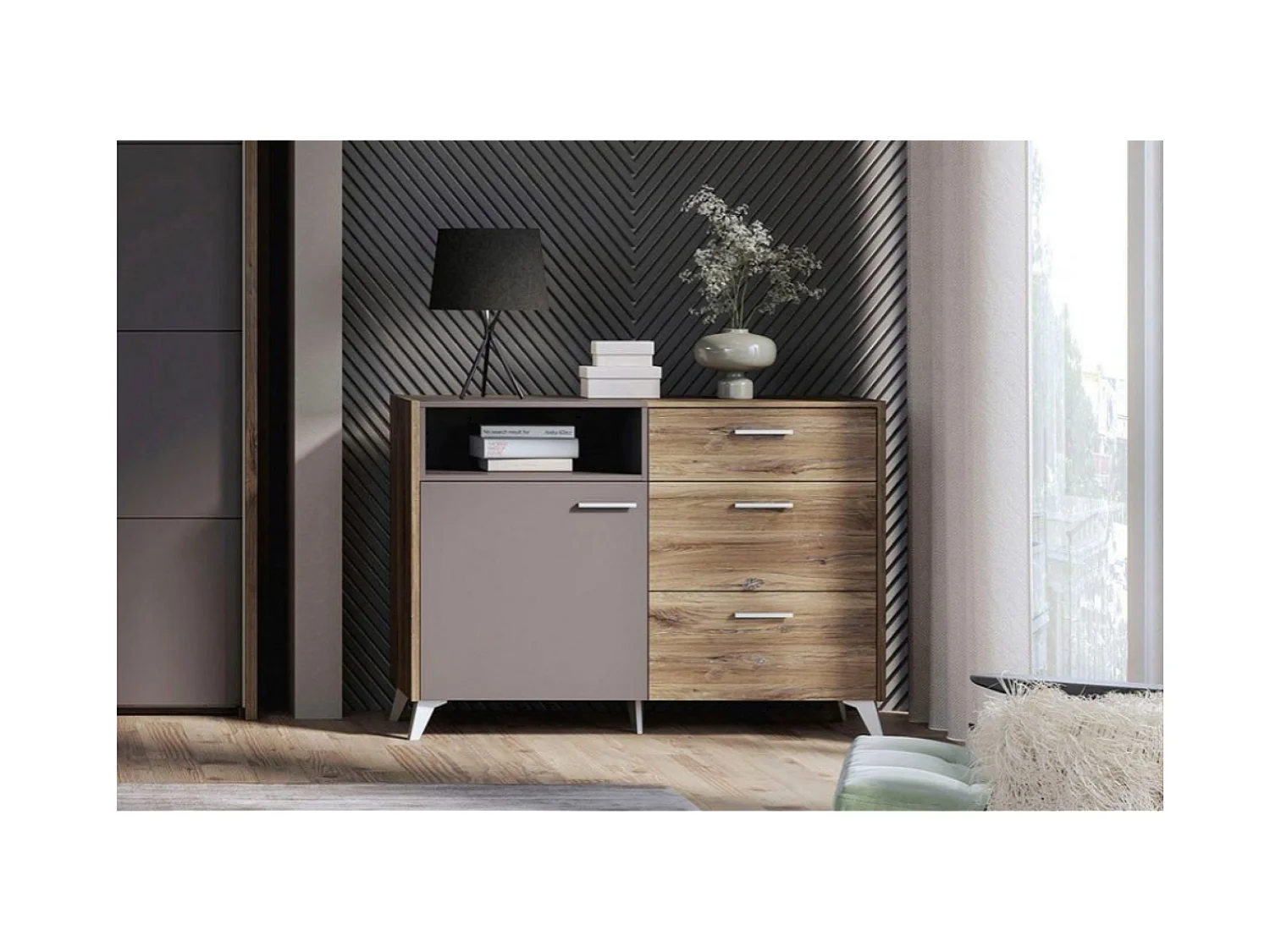 Sideboard Dorina/Schubladen/Braun&Grau