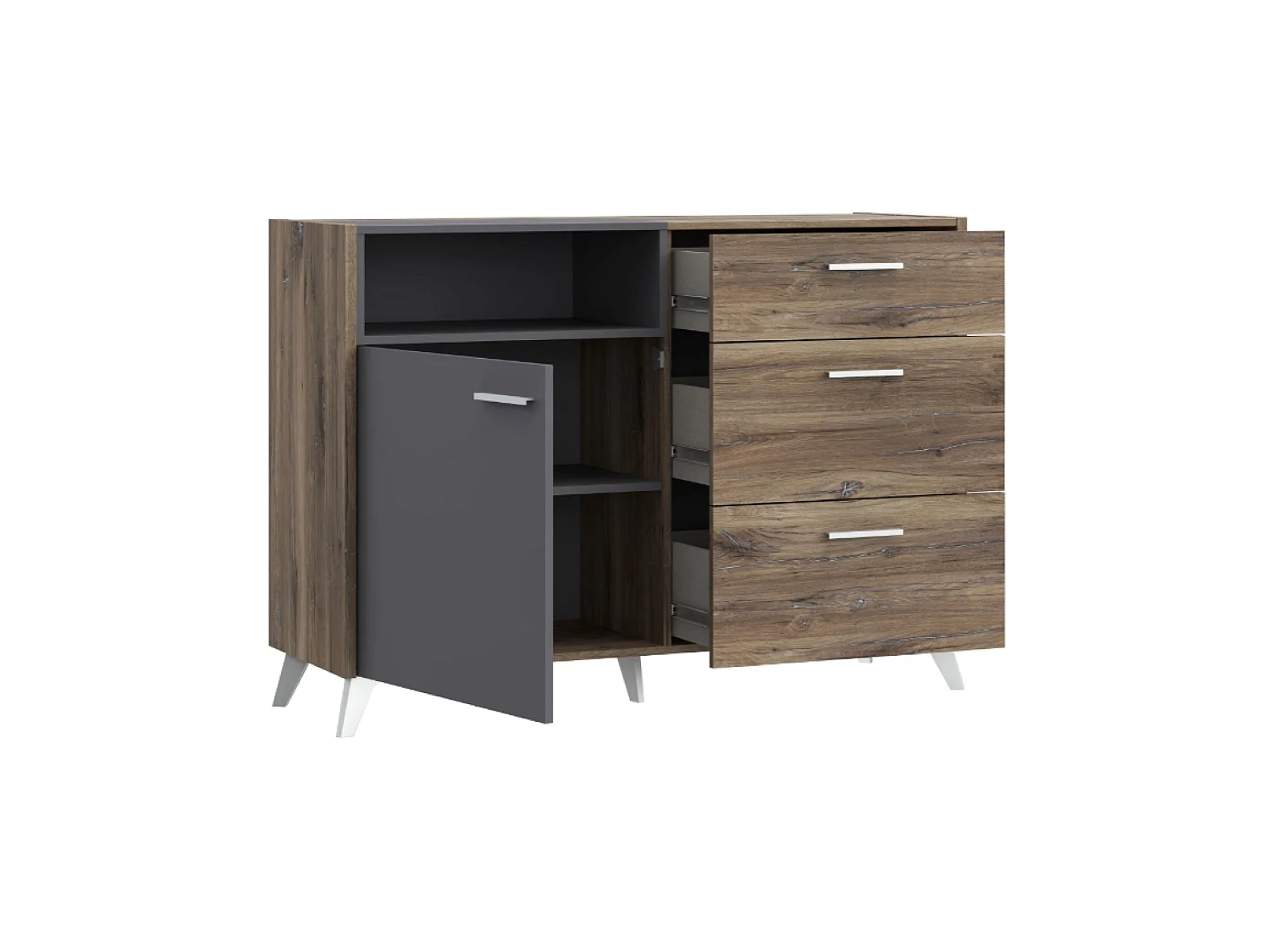 Sideboard Dorina/Schubladen/Braun&Grau