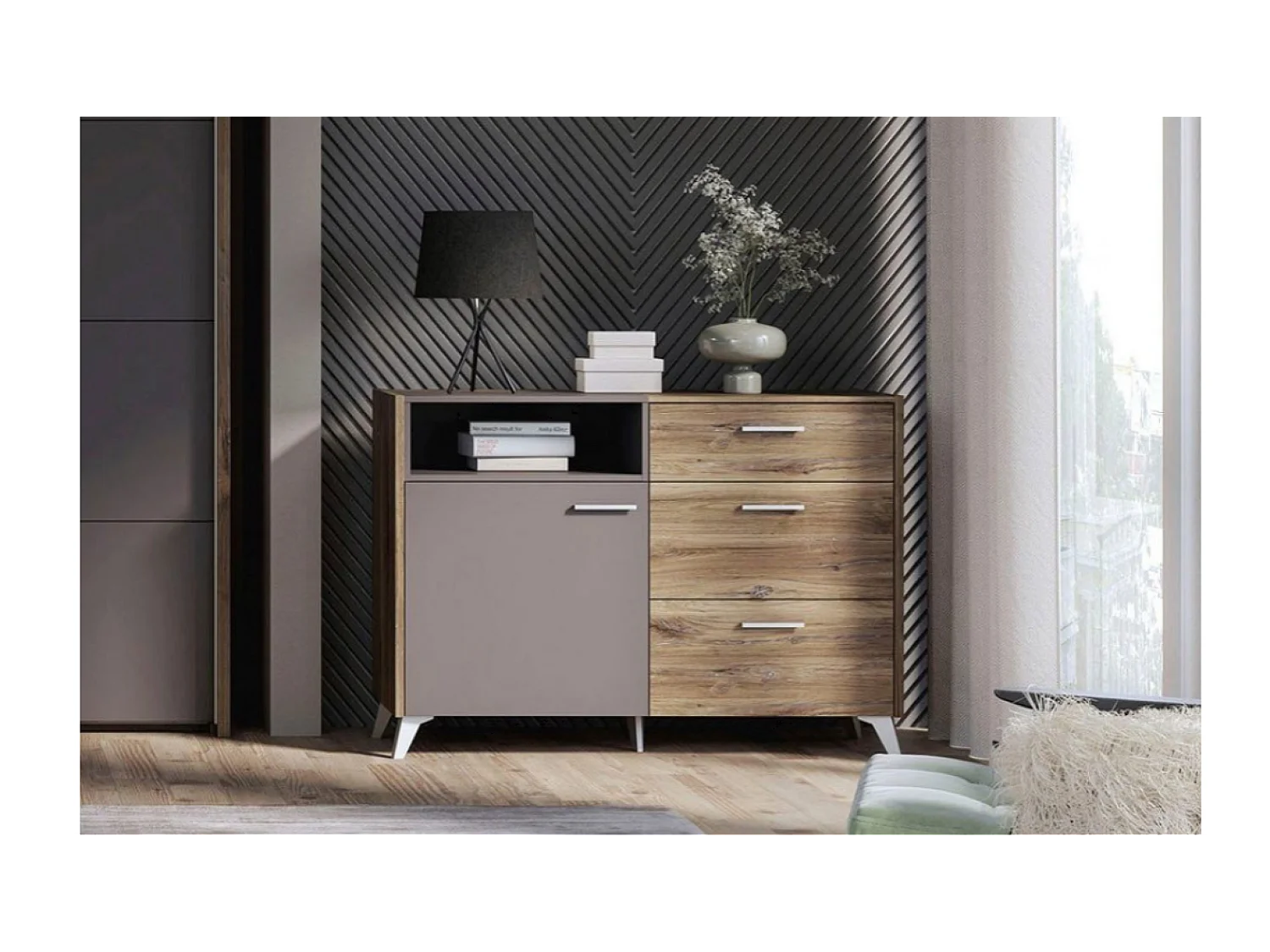 Sideboard Dorina/Schubladen/Braun&Grau