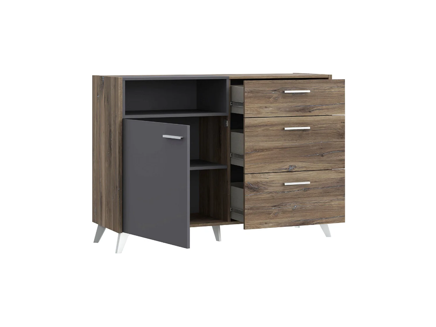 Sideboard Dorina/Schubladen/Braun&Grau