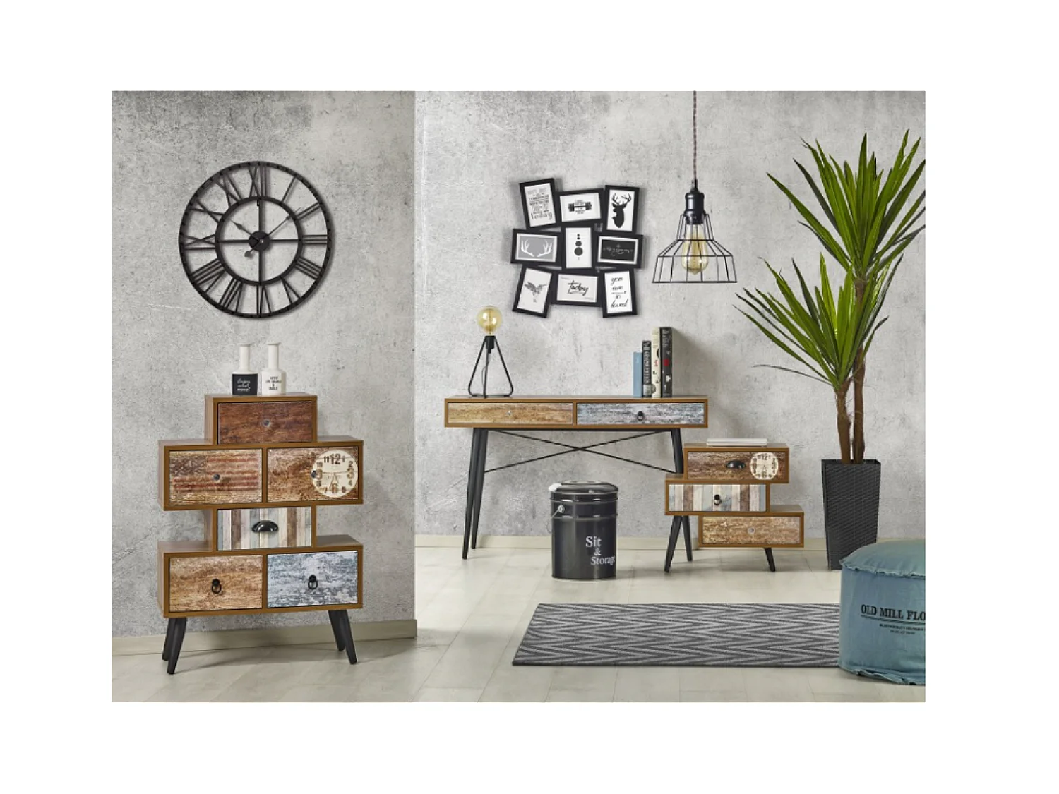 Highboard Mezzo Lux/Schubladen/Braun