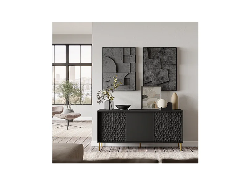Sideboard Bulet/Drehtüren/Schwarz