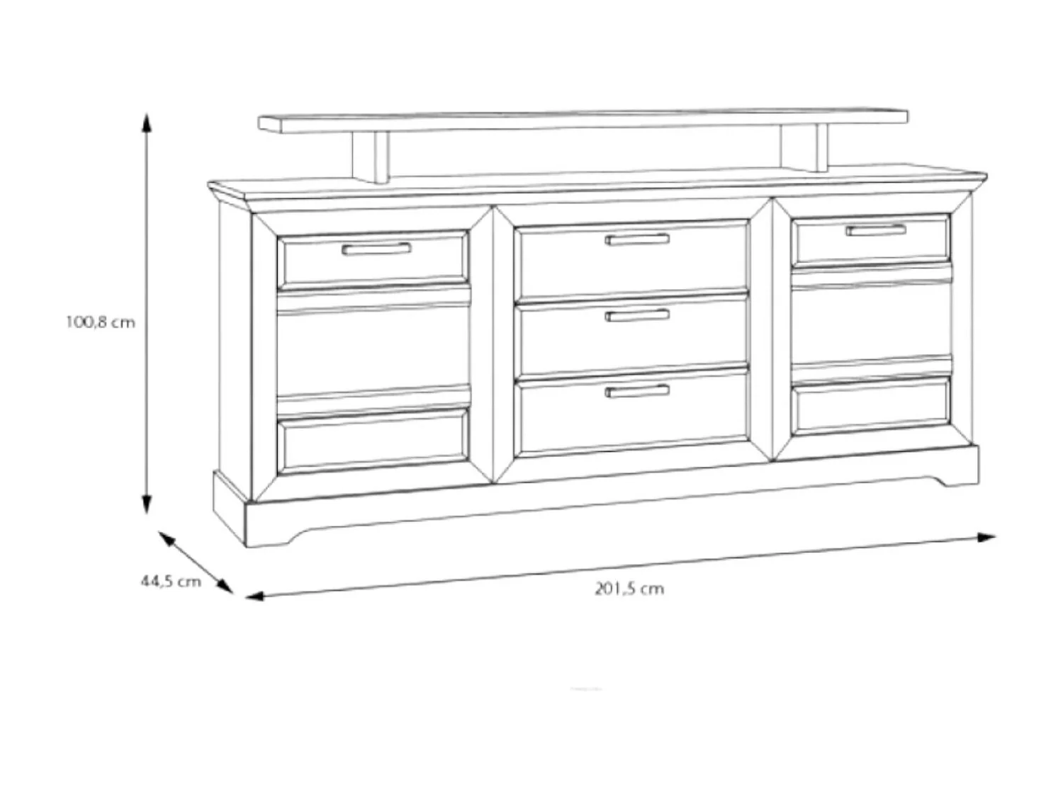 Buffet Cortela Lux/Tiroirs/Blacn