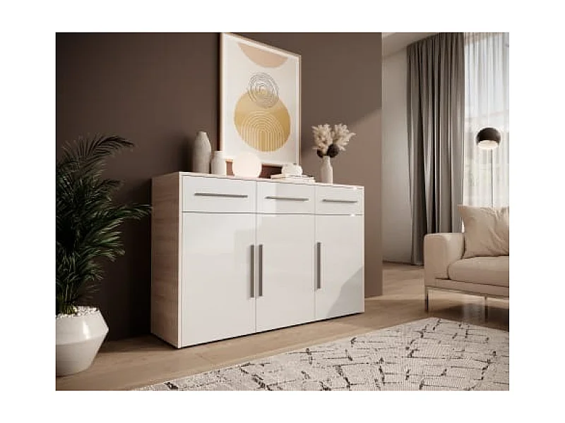 Madia Elaria/Ante a battente e cassetti/bianco&marrone