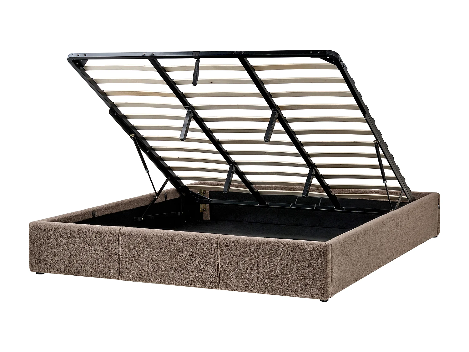 Lit ottoman sans tête de lit Bouclé DINAN 180 x 200 cm Taupe