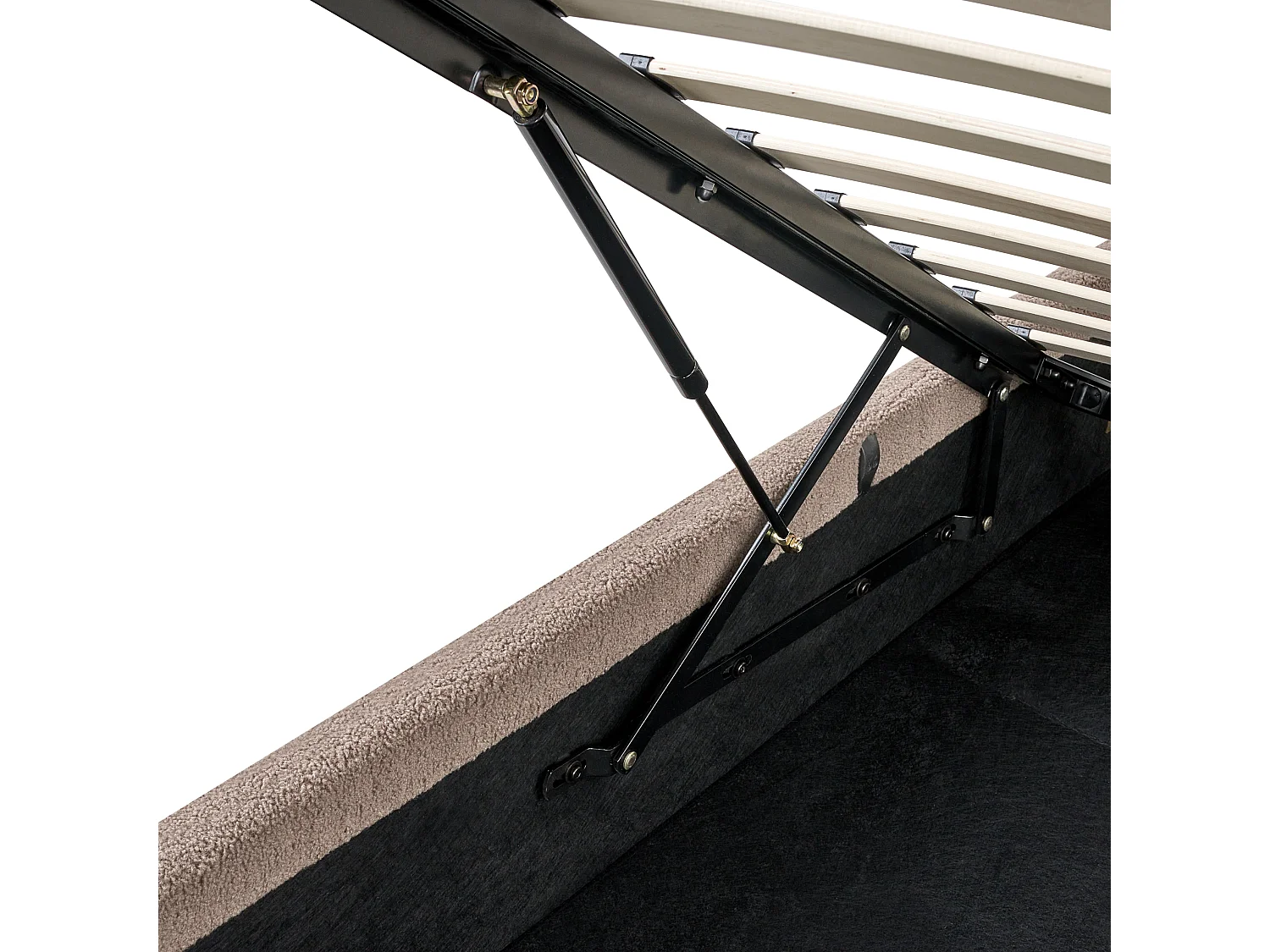 Lit ottoman sans tête de lit Bouclé DINAN 180 x 200 cm Taupe