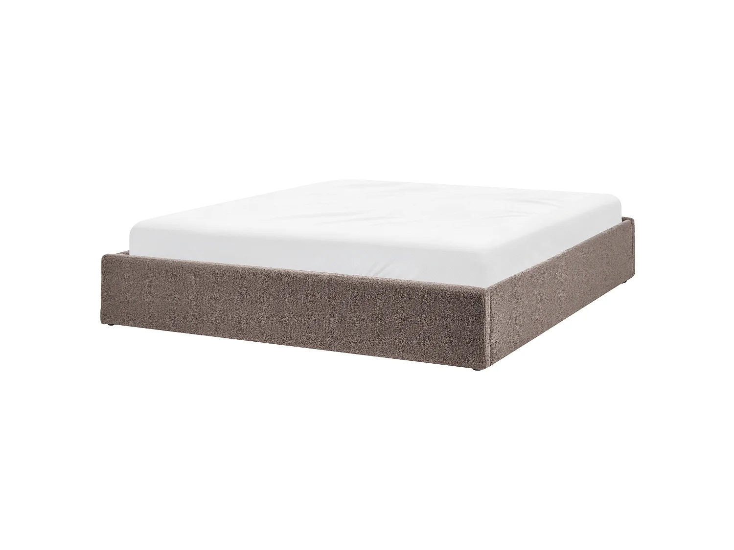 Lit ottoman sans tête de lit DINAN Bouclé Taupe 180 x 200 cm