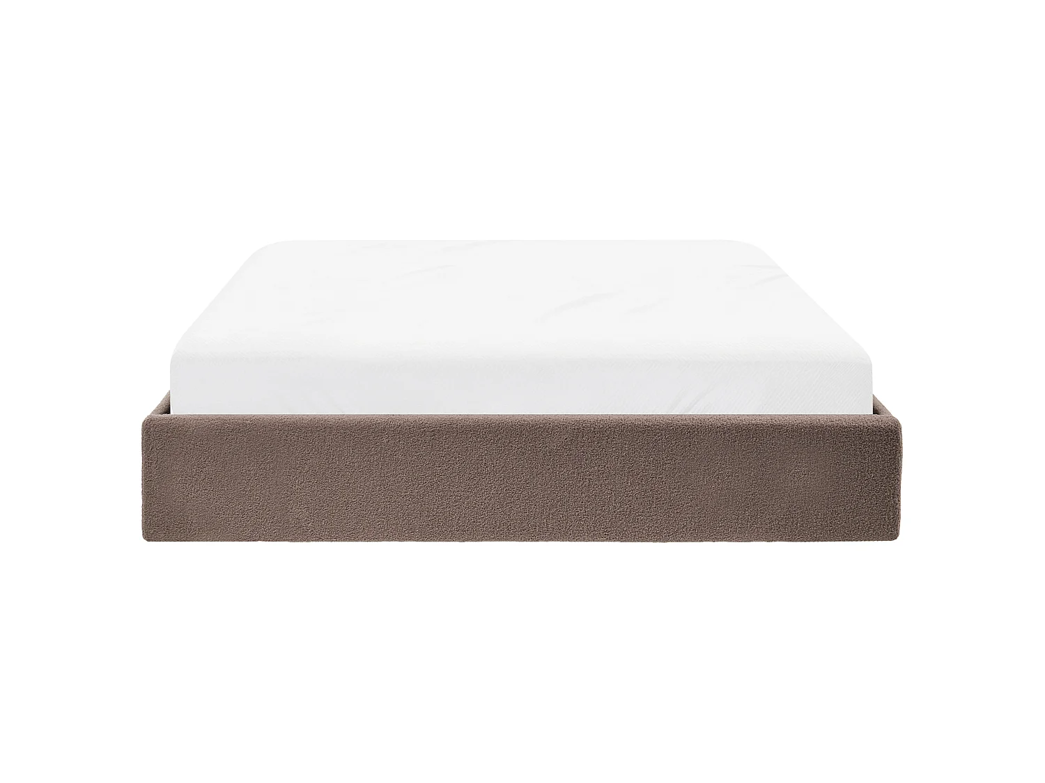 Lit ottoman sans tête de lit DINAN Bouclé Taupe 180 x 200 cm