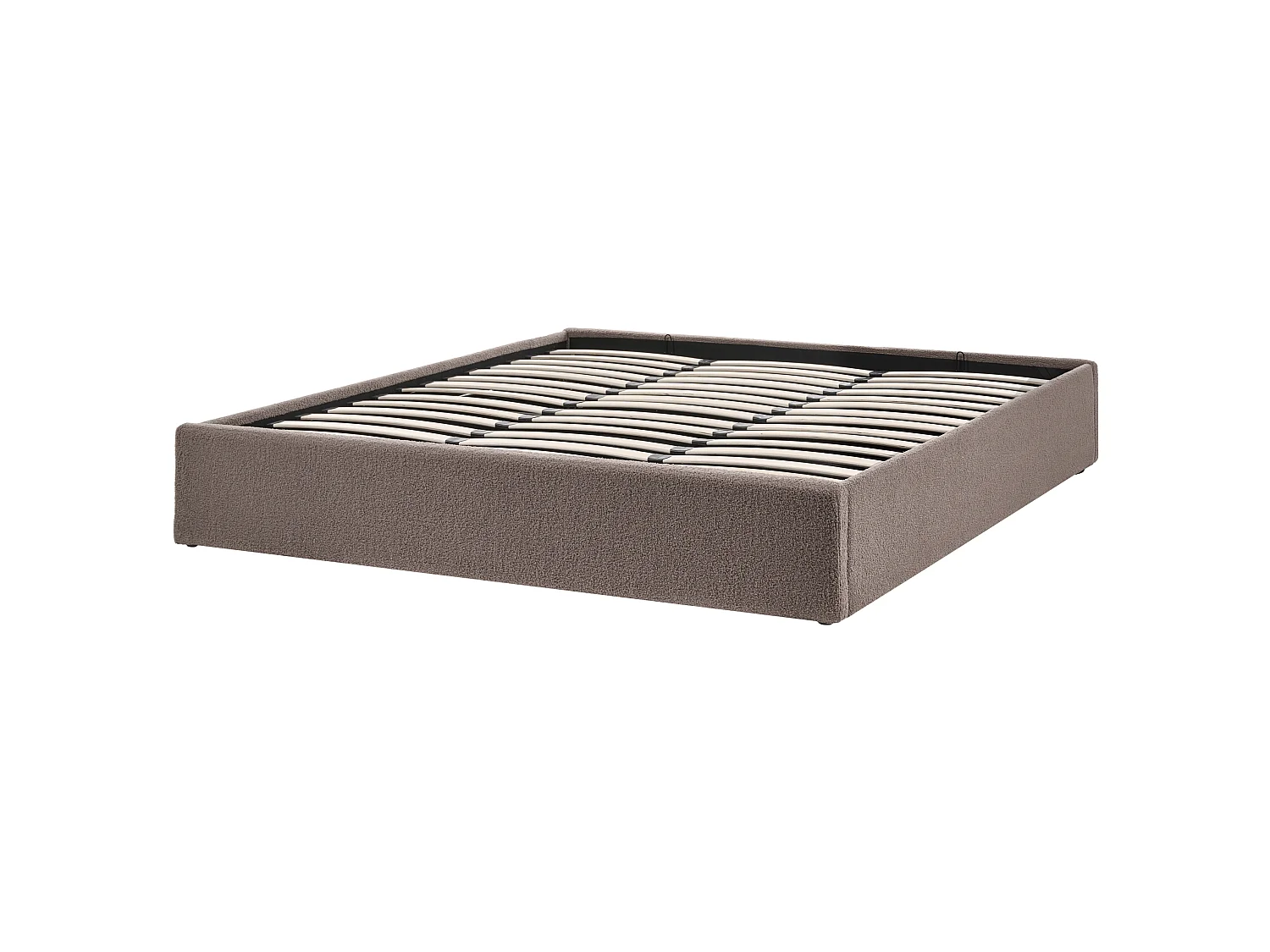 Lit ottoman sans tête de lit DINAN Bouclé Taupe 180 x 200 cm