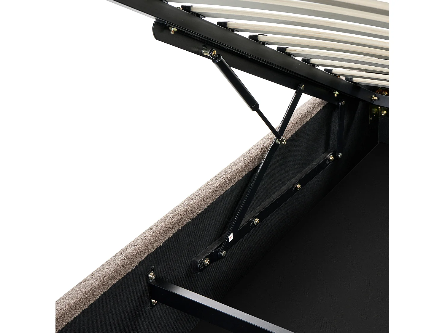 Lit ottoman sans tête de lit DINAN Bouclé Taupe 180 x 200 cm