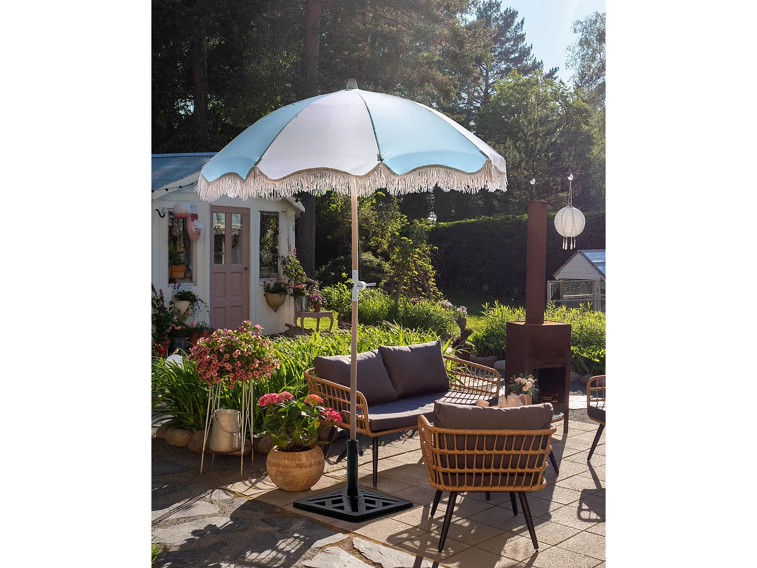 Parasol de jardin 155 cm MONDELLO Bleu clair