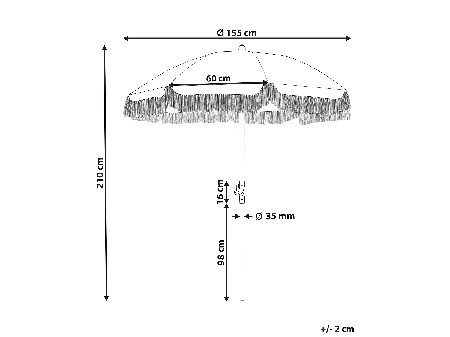 Parasol de jardin 155 cm MONDELLO Bleu clair
