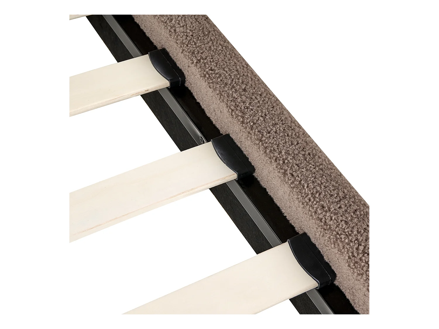 Lit sans tête de lit Bouclé ROANNE 160 x 200 cm Taupe