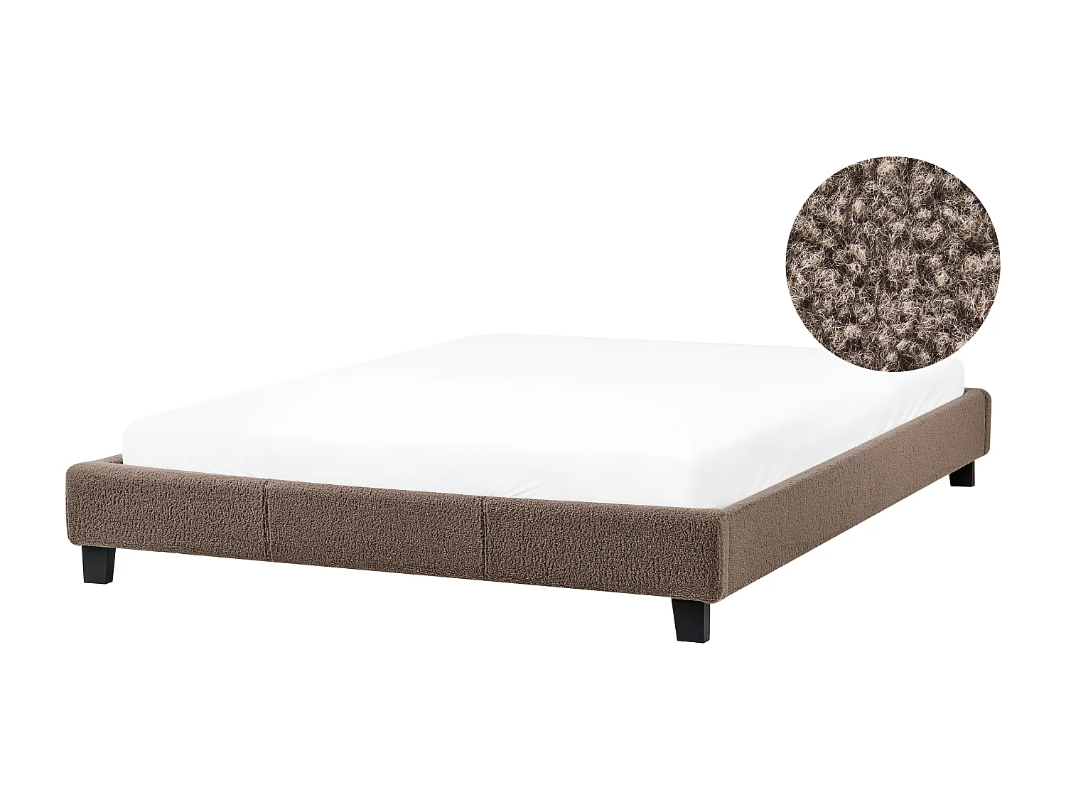 Lit sans tête de lit Bouclé ROANNE 160 x 200 cm Taupe