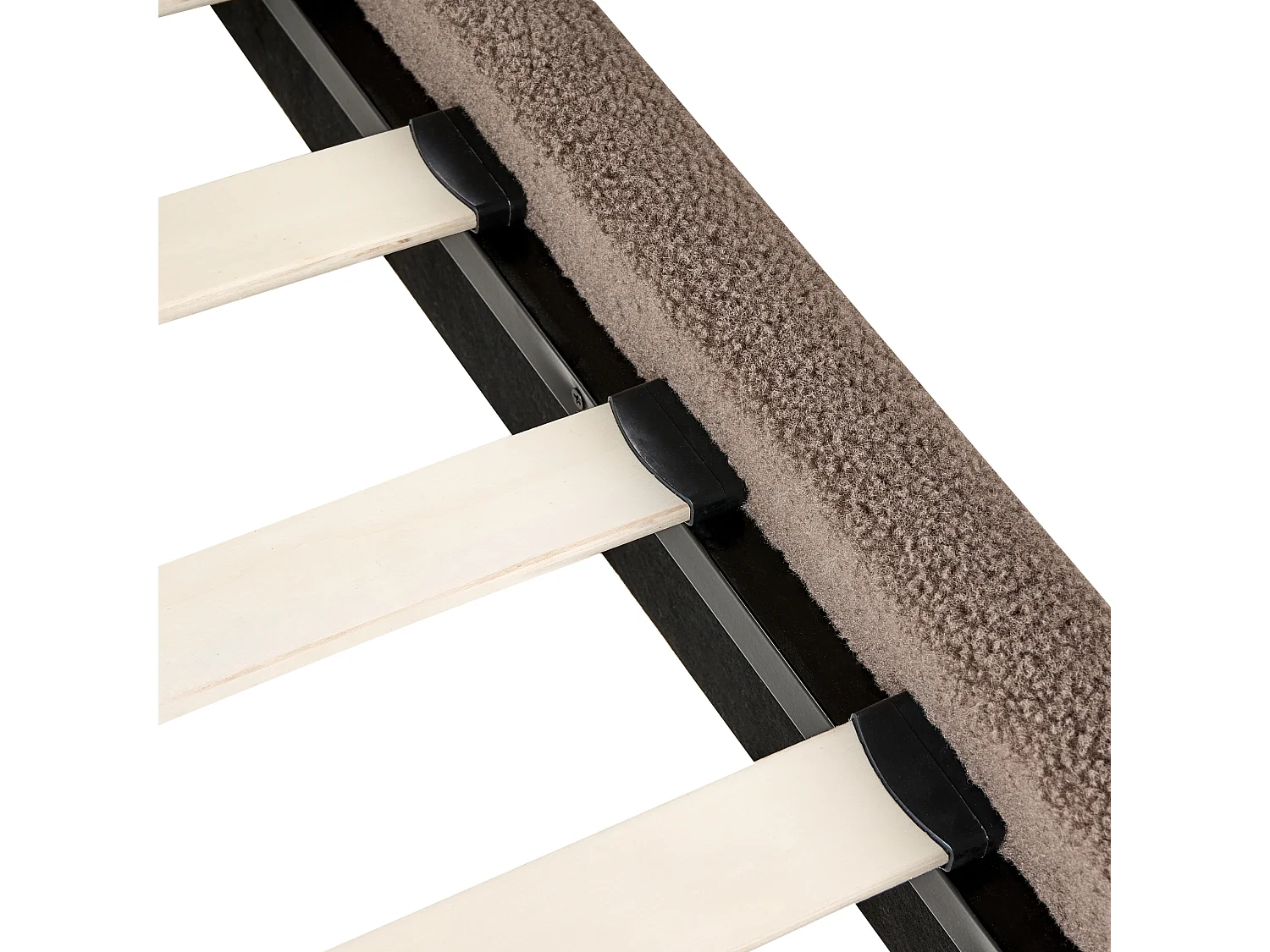 Lit sans tête de lit Bouclé ROANNE 160 x 200 cm Taupe