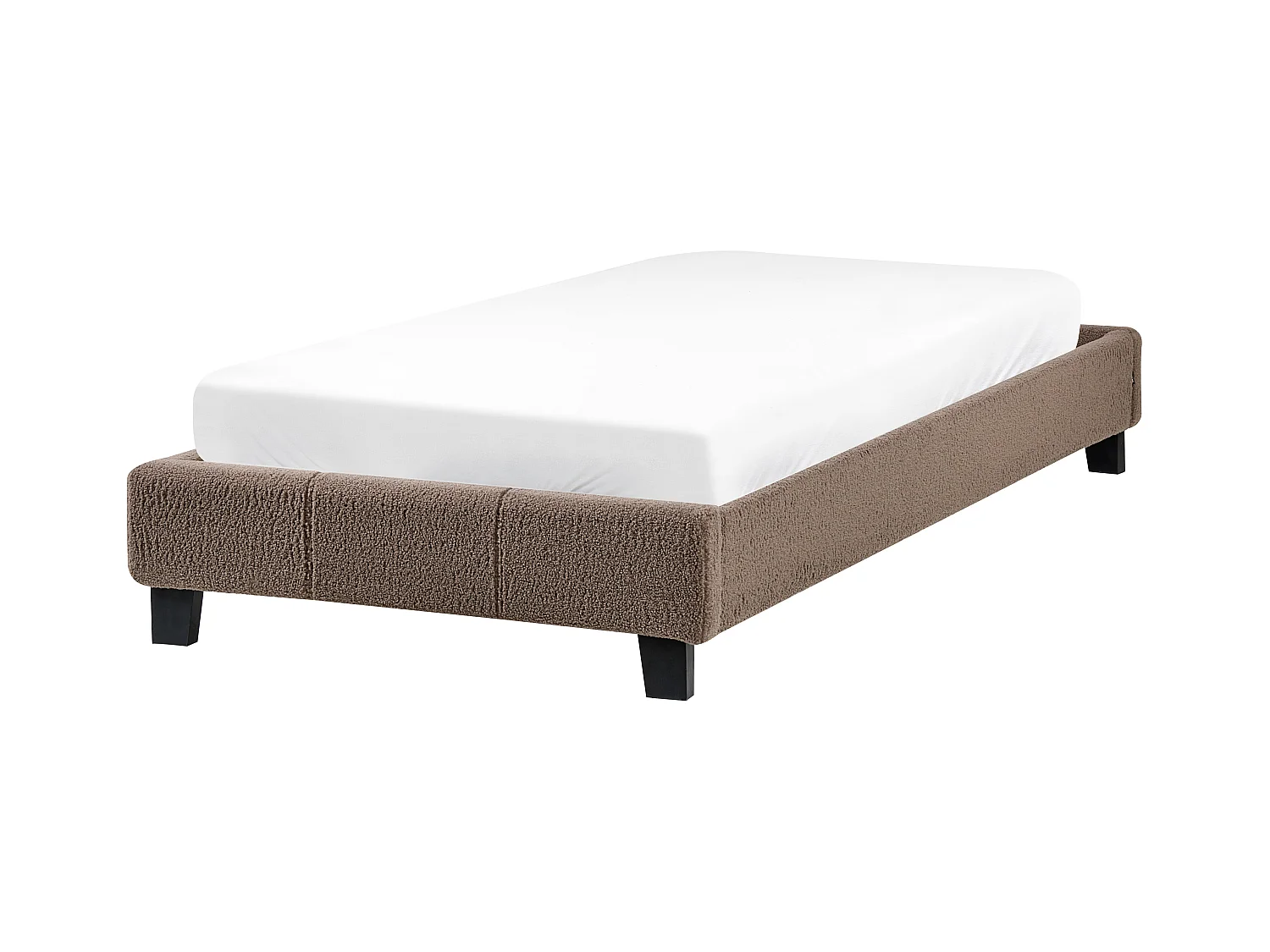 Lit sans tête de lit Bouclé ROANNE 90 x 200 cm Taupe
