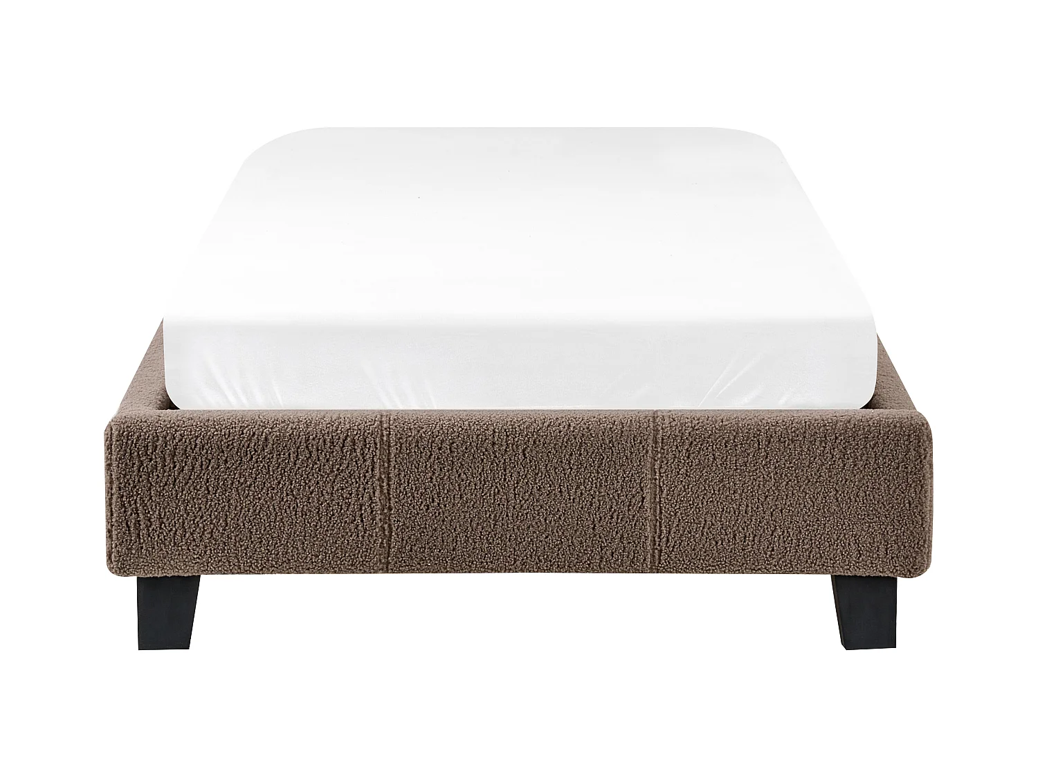 Lit sans tête de lit Bouclé ROANNE 90 x 200 cm Taupe