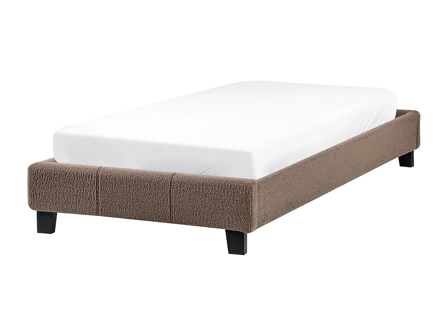 Lit sans tête de lit Bouclé ROANNE 90 x 200 cm Taupe