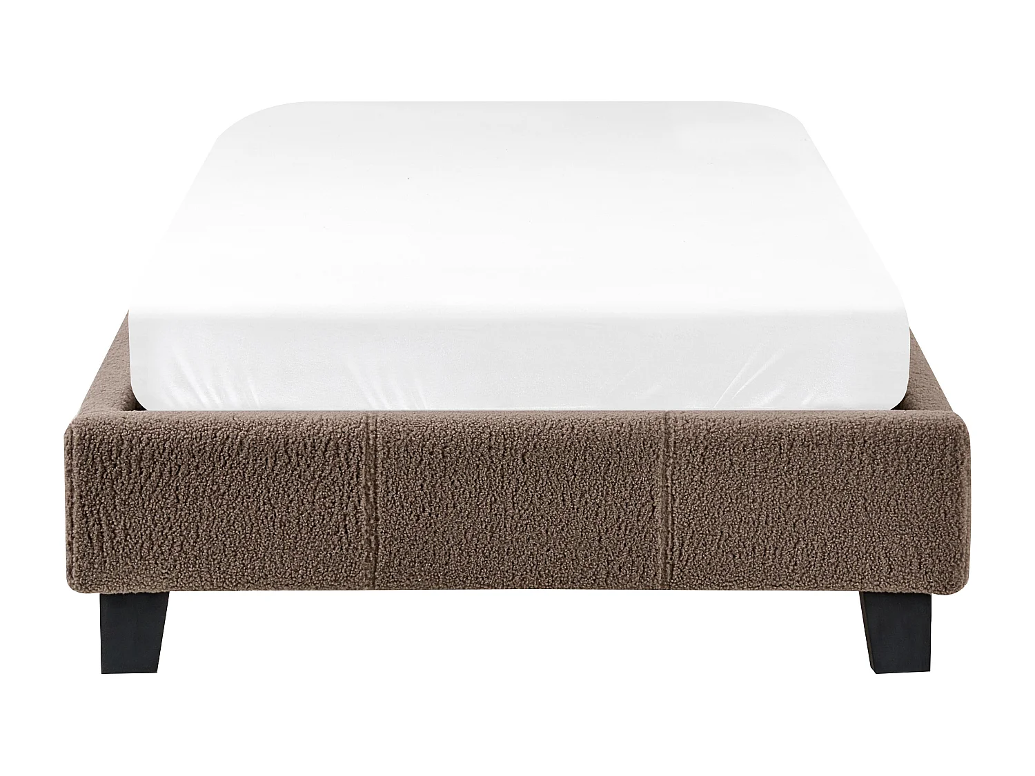 Lit sans tête de lit Bouclé ROANNE 90 x 200 cm Taupe