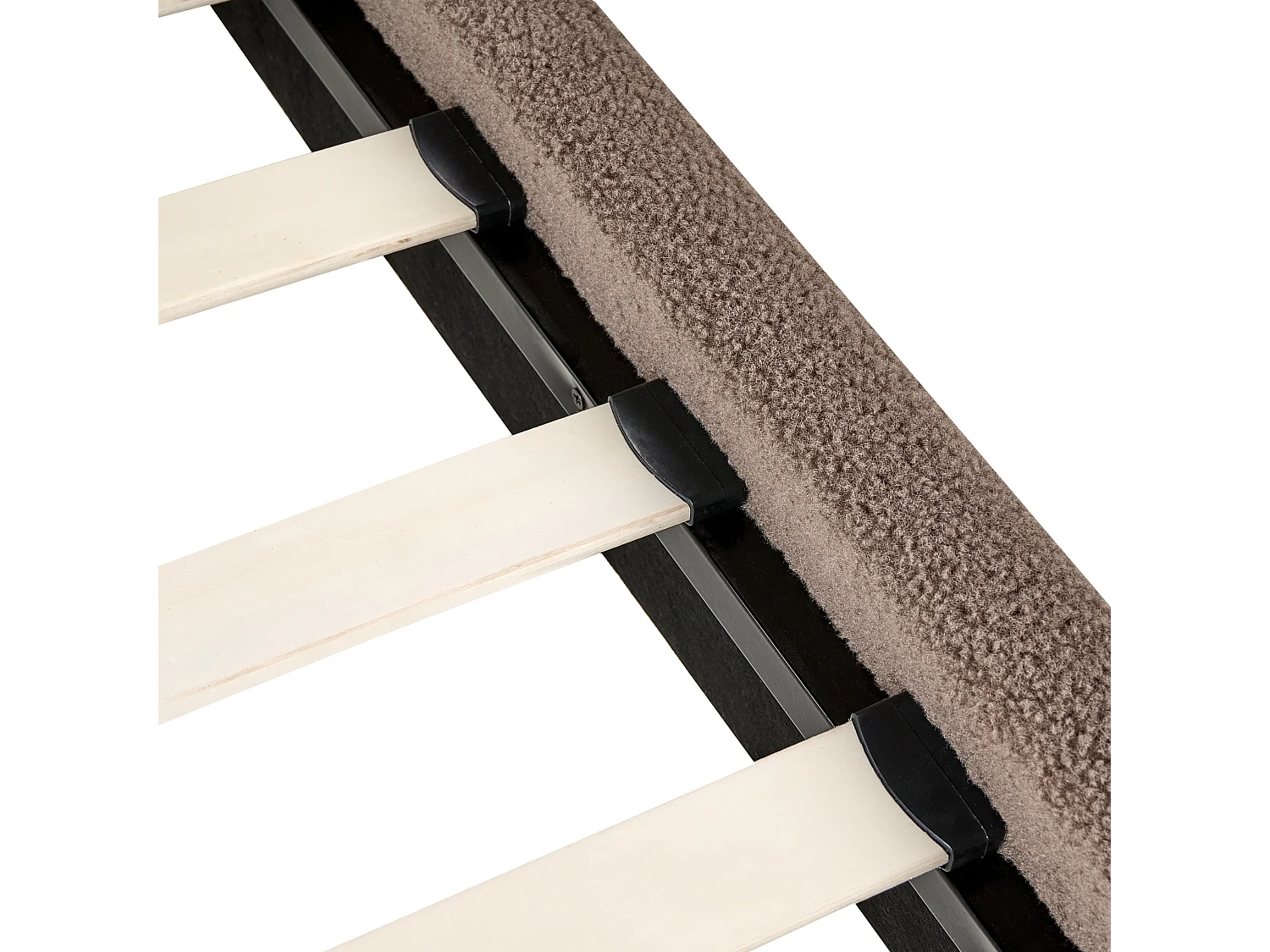 Lit sans tête de lit Bouclé ROANNE 90 x 200 cm Taupe