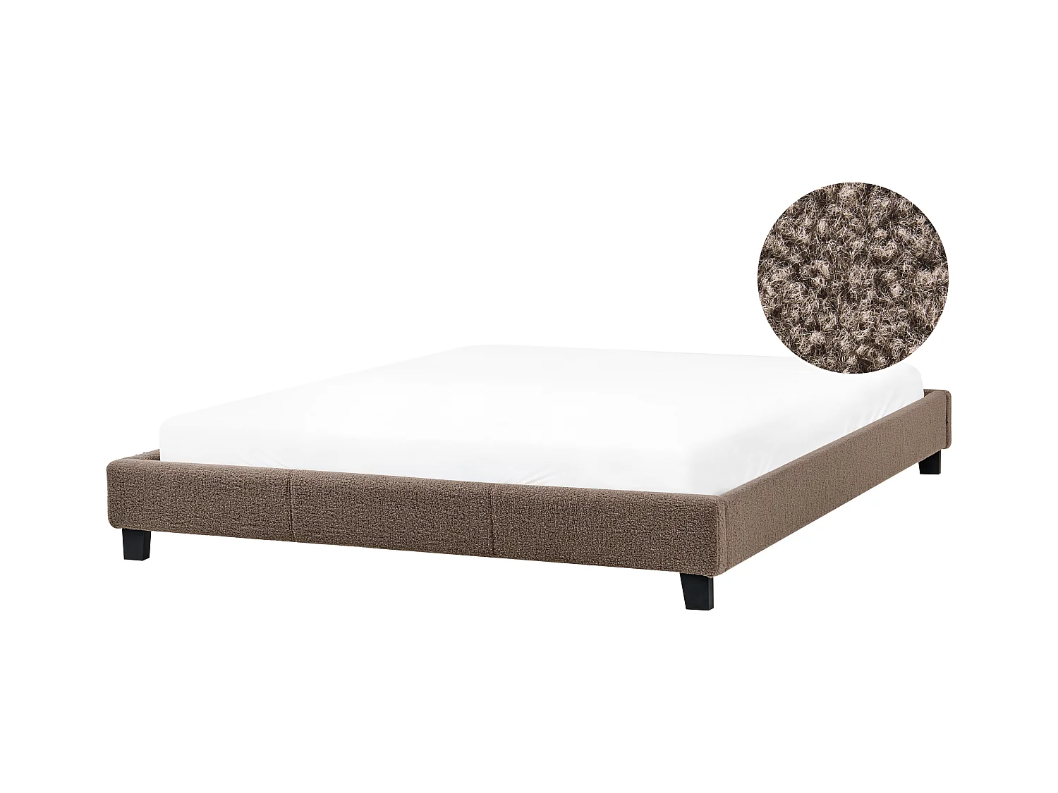 Lit sans tête de lit Bouclé ROANNE 180 x 200 cm Taupe