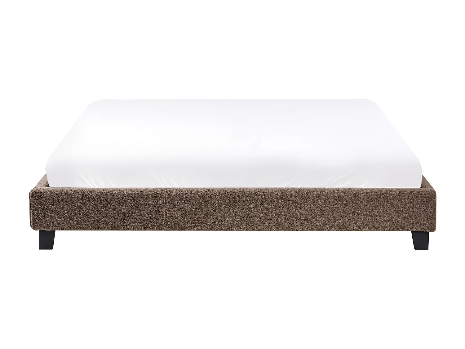 Lit sans tête de lit Bouclé ROANNE 180 x 200 cm Taupe