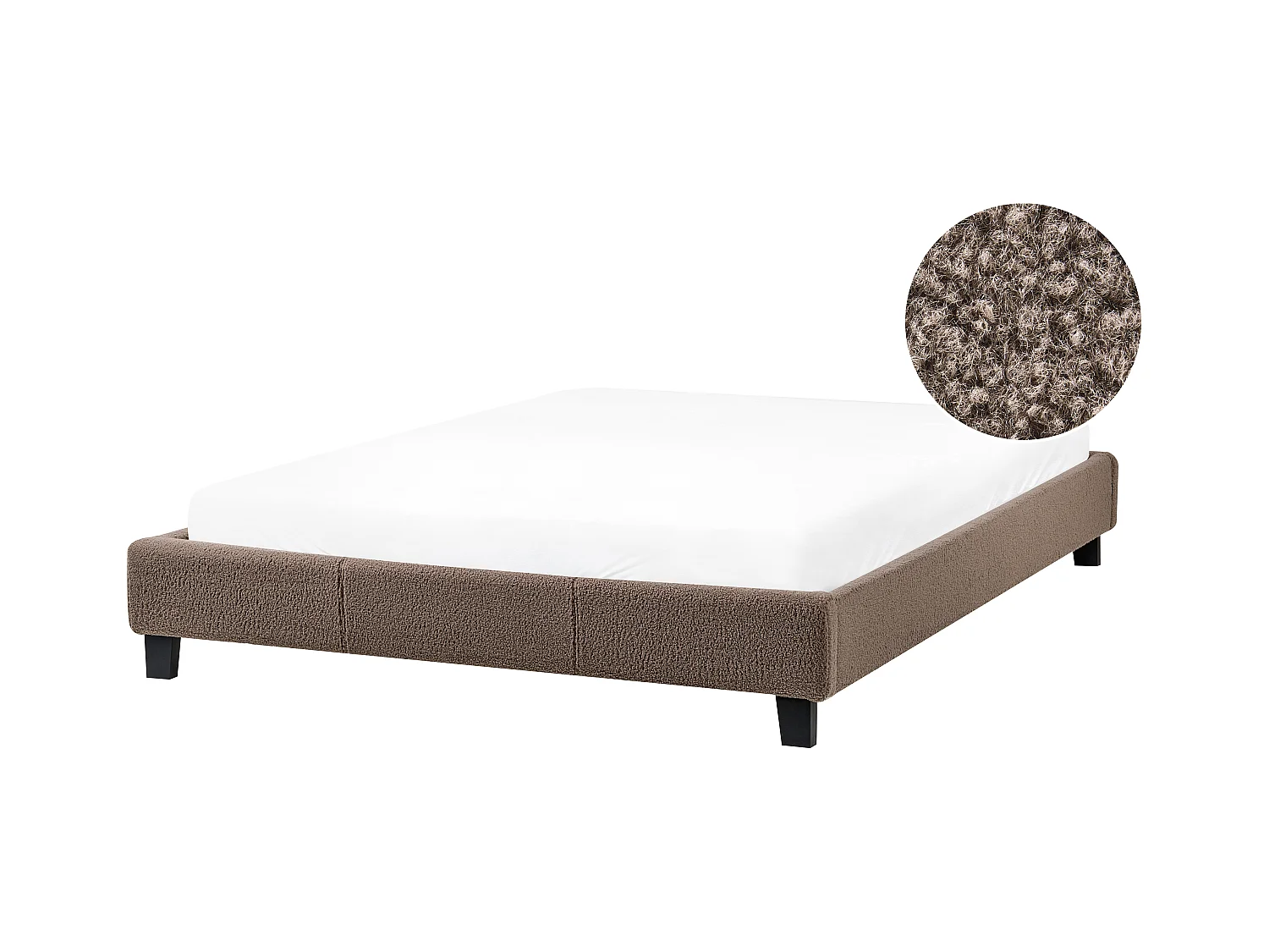 Lit sans tête de lit Bouclé ROANNE 140 x 200 cm Taupe