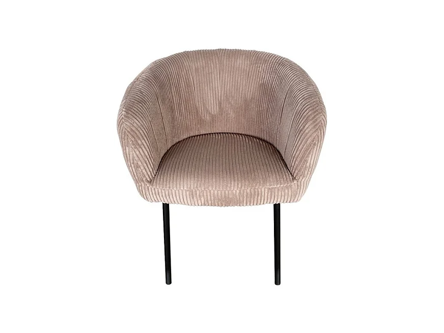 Cadeira de Jantar SEVILHA – Veludo Cotelê Areia – Com Braços – Pés de Metal Preto – Estilo Design / Industrial