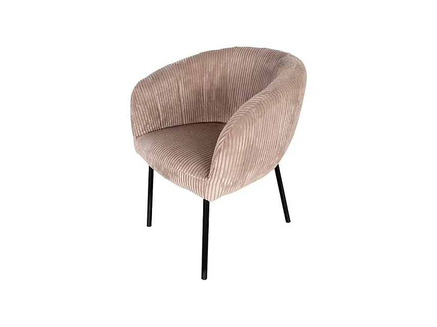 Cadeira de Jantar SEVILHA – Veludo Cotelê Areia – Com Braços – Pés de Metal Preto – Estilo Design / Industrial