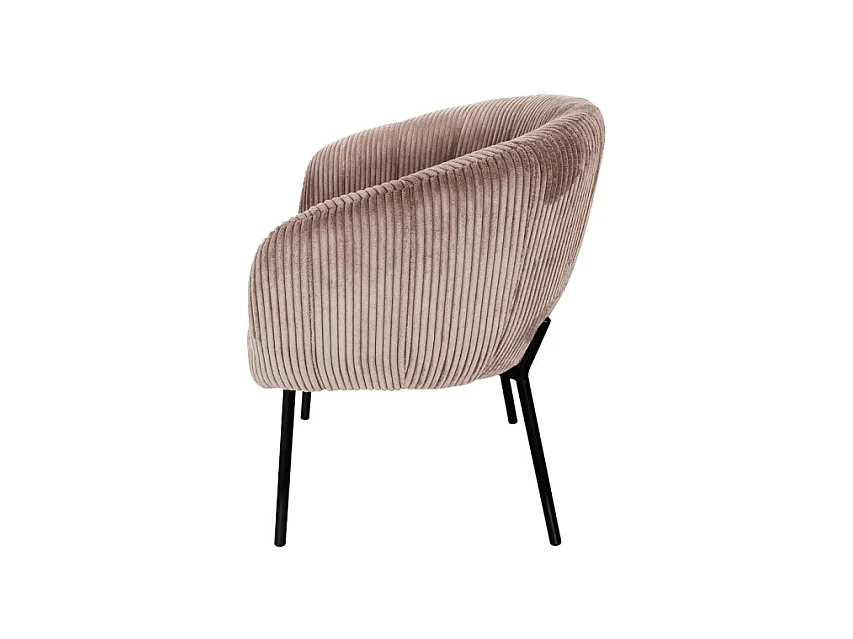 Cadeira de Jantar SEVILHA – Veludo Cotelê Areia – Com Braços – Pés de Metal Preto – Estilo Design / Industrial