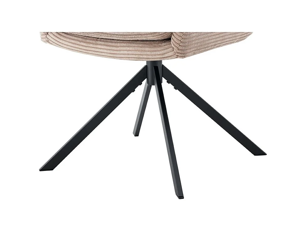 Lote de 2 cadeiras KAVIRA – Veludo cotelê areia – Pés de metal – Com braços – Design acolhedor e moderno