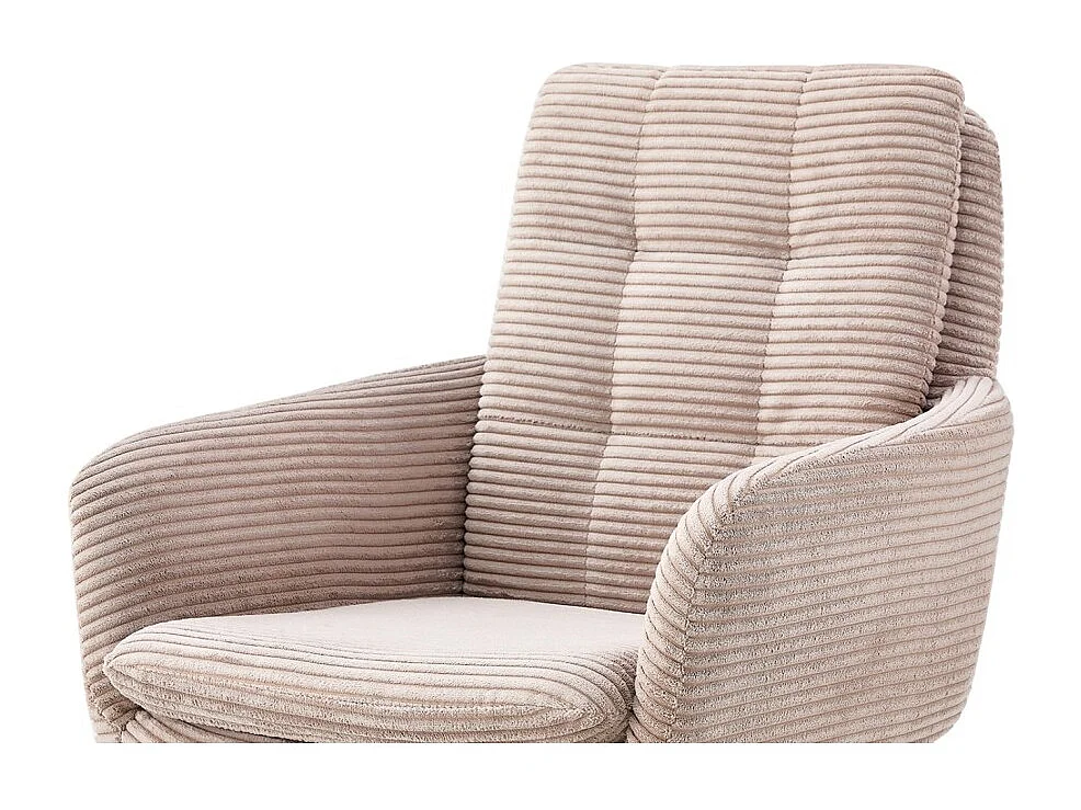 Lote de 2 cadeiras KAVIRA – Veludo cotelê areia – Pés de metal – Com braços – Design acolhedor e moderno