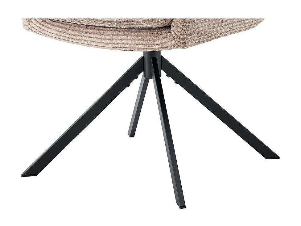 Lote de 2 cadeiras KAVIRA – Veludo cotelê areia – Pés de metal – Com braços – Design acolhedor e moderno