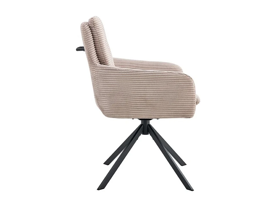 Lote de 2 cadeiras KAVIRA – Veludo cotelê areia – Pés de metal – Com braços – Design acolhedor e moderno