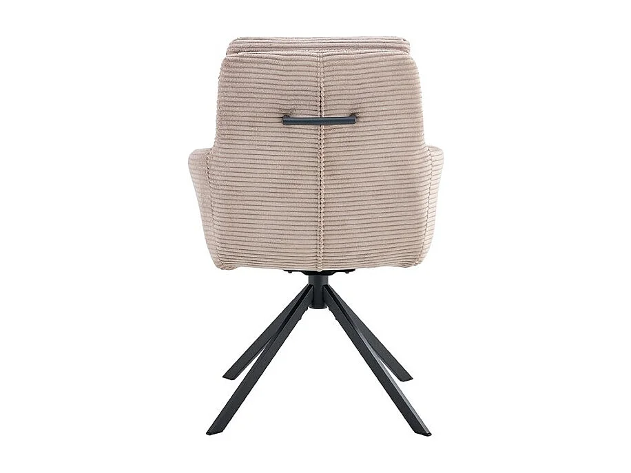 Lote de 2 cadeiras KAVIRA – Veludo cotelê areia – Pés de metal – Com braços – Design acolhedor e moderno