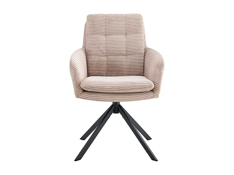 Lot de 2 fauteuils KAVIRA – Velours côtelé sable – Pieds métal – Avec accoudoirs – Design chaleureux et moderne